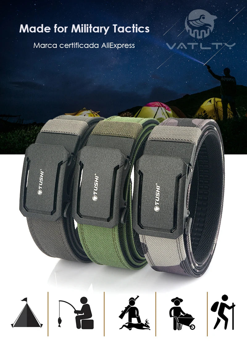 VATLTY New Military Belt for Men Sturdy Nylon Metal Automatic Buckle Police Duty Belt Tactical Outdoor Girdle IPSC Accessories