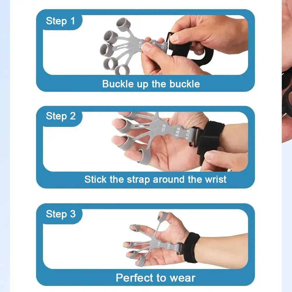 Hand Grip 5 Finger Exerciser Strength Trainning Power Forearm Rehabilitation Silicone Trainer Adjustable Strengthener For Wrist