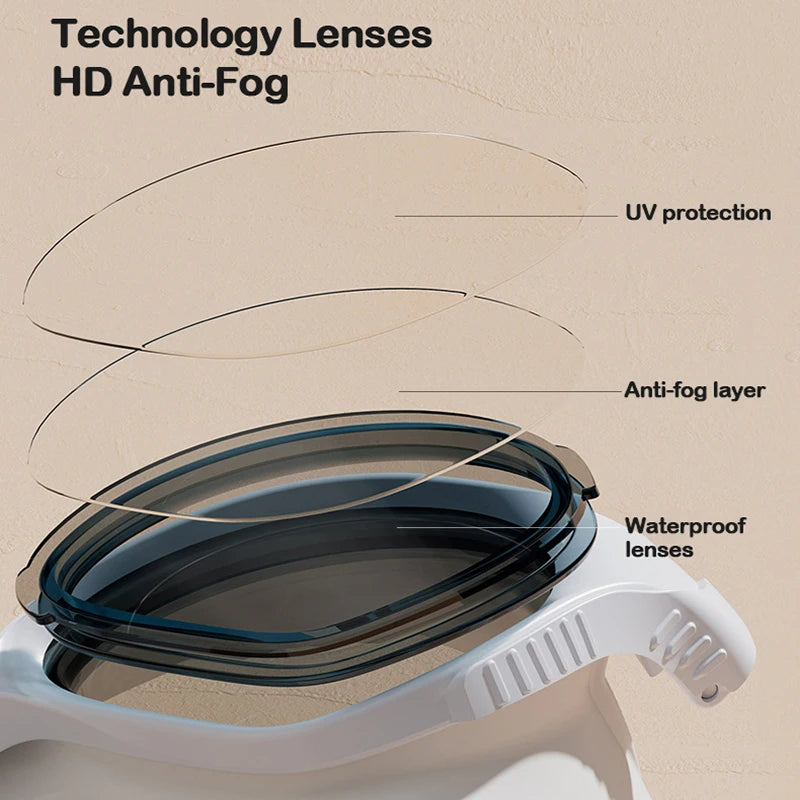 Adjustable Swimming Goggles Adults Big Frame With Earplugs Swim Glasses Men Women Professional HD Anti-fog Silicone Goggles