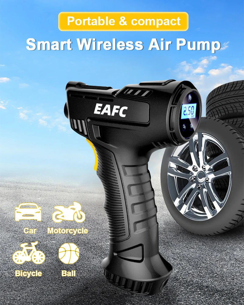 120W Handheld Air Compressor Wireless/Wired Inflatable Pump Portable Air Pump Tire Inflator Digital for Car Bicycle Balls