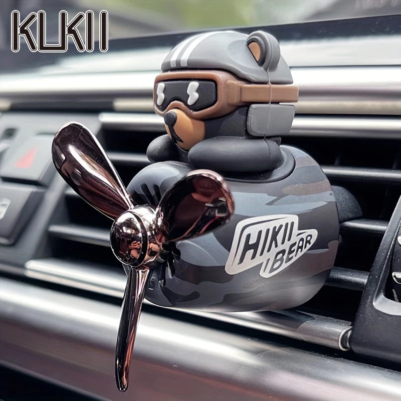 Cool bear car air freshener pilot rotating fan vent clip perfume diffuser auto accsesories decoration fragrance windmill aroma