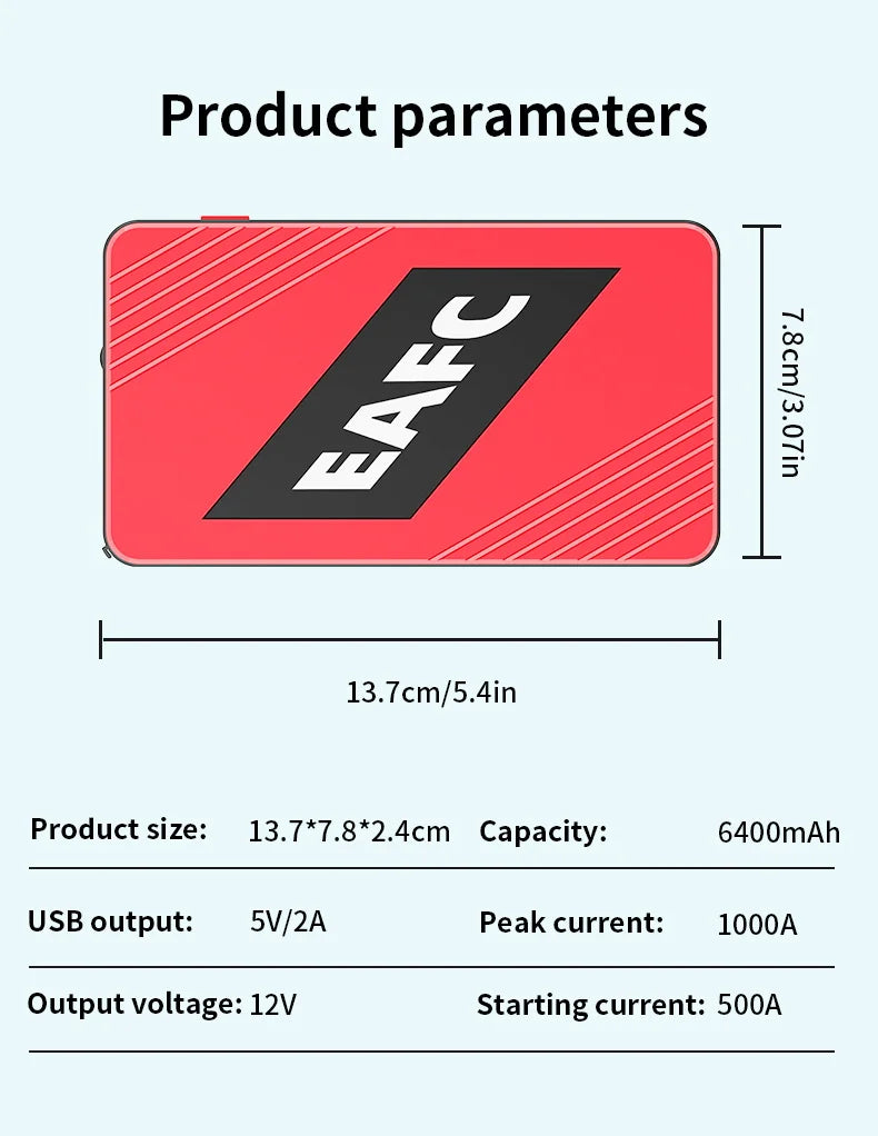Peak Current 600A Car Jump Starter Power Bank 12V Portable Car Battery Booster Charger Starting Device Petrol Diesel Car Starter