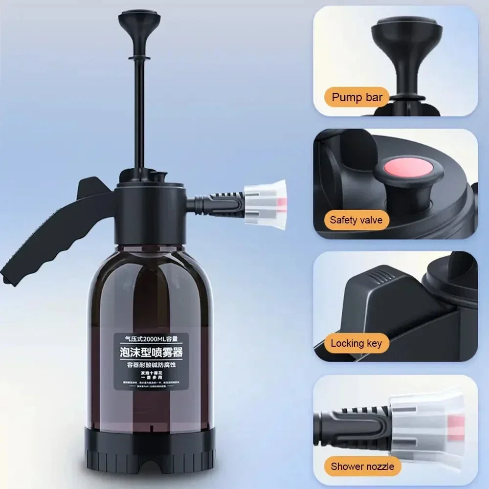 Air pressure car wash foam spray pot Household cleaning glass spray pot Fan acid and alkali resistant foam spray pot