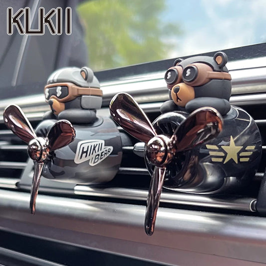 Cool bear car air freshener pilot rotating fan vent clip perfume diffuser auto accsesories decoration fragrance windmill aroma